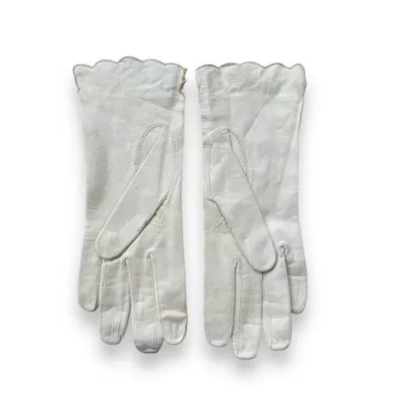 VTG Lavabile Italy Leather Ivory Glove W/Floral Size 6 - Picture 2 of 7